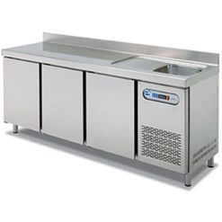 Mesa fría con fregadero 3 puertas MPSF-200