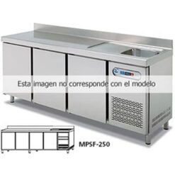 Mesa fría con fregadero 4 puertas MPSF-250